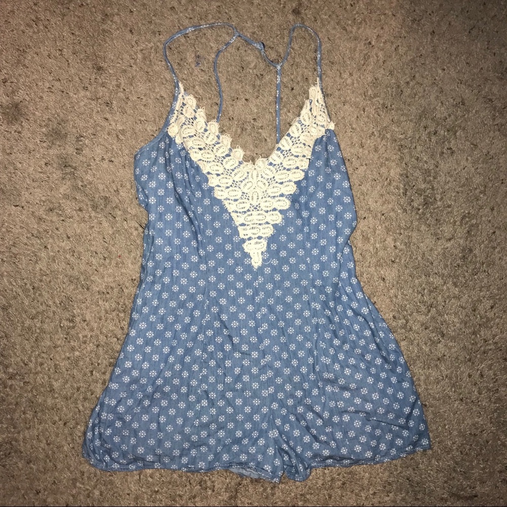 Sage Blue Printed Romper Size Medium